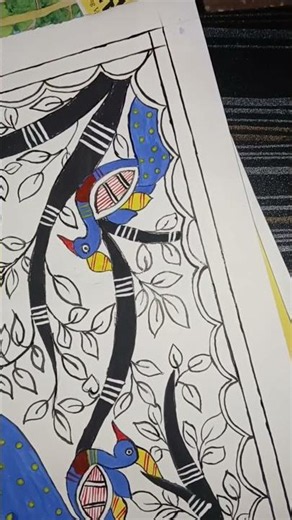 Madhubani Peacock Painting | Part 2 Coloring Process 🎨