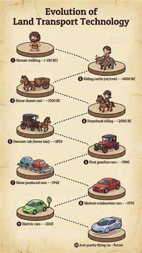 Evolution of Land Transport Technology (From Cattle to Flying Cars)