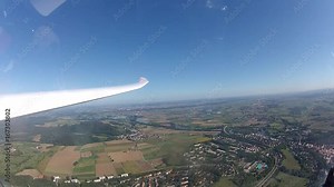 Soaring flight in a glider plane over Donauwörth in Bavaria, Germany