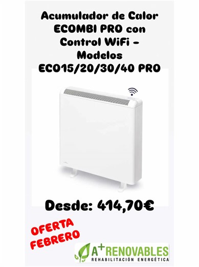 Calor estable, silencioso y programable con ECOMBI PRO. Tecnología inteligente, termostato digital preciso y control remoto para un hogar cálido con menor gasto energético. https://nuevo.tu-ultimo-clic.com/products/ecombi-eco20-pro-acumulador-estatico-con-control-wifi-y-ahorro-energetico #calefaccionhogar #APlusRenovables #acumuladorelectrico #TuUltimoClic #calor24h