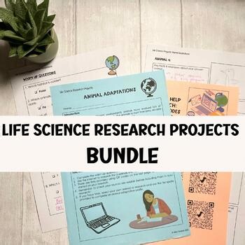 Life Science Research Project Worksheets Bundle | Biology Middle School