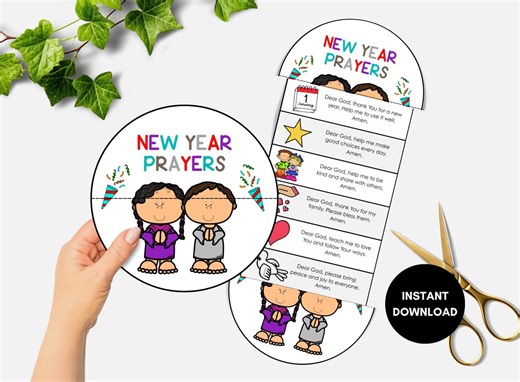 New Year Prayers, Christian New Year, Folding Surprise Craft Printable, Sunday School Craft, Kids Bible Study, Homeschool Activity - Etsy