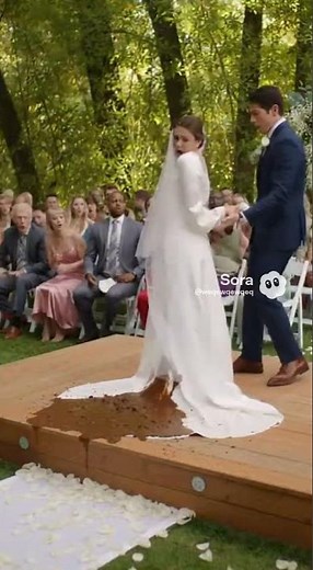 Bride's dress ruined by massive spill during ceremony #wedding #fail #viral