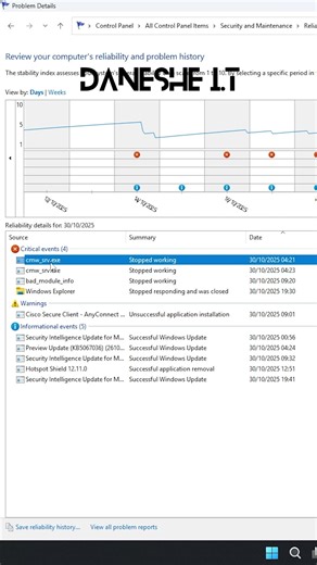 Reliability Monitor حل مشکلات ویندوز با