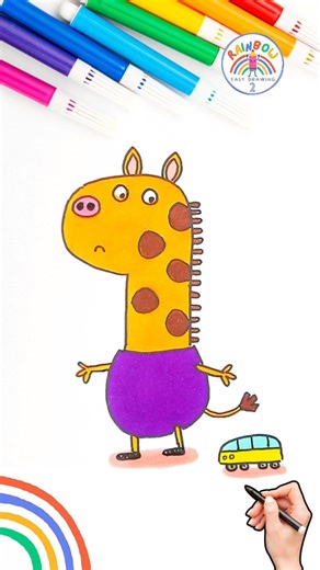 Cute Giraffe Drawing Tutorial | Draw Sad Gerald Giraffe Tutorial 🌈🐽 #peppapig #short #forkids #sad