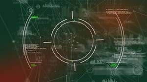 Animation of network of connections with scope and data processing over grid. global connections, digital interface and digital interface concept digitally generated video.