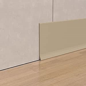 Peel and Stick Baseboard Trim, 4 Inch Rubber Baseboard Vinyl Wall Base, Flexible Baseboard Molding Trim, Adhesive Baseboard Trim Rubber Cove Base(60Ft, Beige)