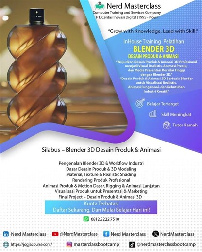 📢 IN-HOUSE TRAINING – BLENDER 3D PRODUK & ANIMASI 🎨🧊Blender 3D | Industrial-Ready | Project-Oriented