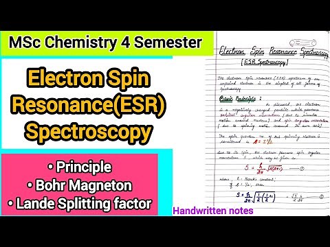 Electron Spin Resonance (ESR) Spectroscopy - Principle , Bohr Magneton , Lande Splitting Factor