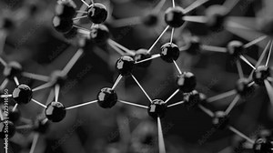 Smooth movement of a geometric shape animated in space in the form of a molecular lattice.