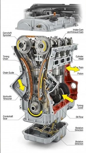 🔥 Timing Chain System Explained | Camshaft, Crankshaft & Valve Timing Animation#TimingChain