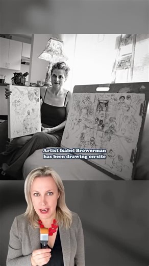 Hi-Fructose Magazine on Instagram: "Attacked@for nothing but drawing; Isabelle Brourman captures the moment we are in like a Plein Air painter Video by: @josielewisart Artist: Isabelle Brourman @loveizzystudio Footage by:⁠ Pierre Lavie @just1dudewithacamera⁠ @starringamerica @peterhambrecht⁠ @jeanetteberlin_"