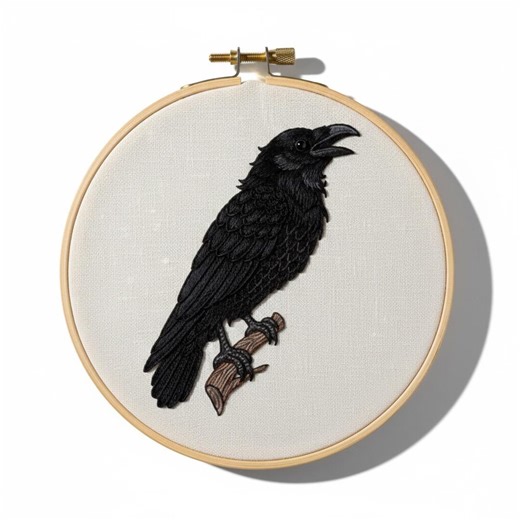 Raven Hand Embroidery, Beautiful Bird Embroidery Design, Instant Download (PDF Template) - Etsy