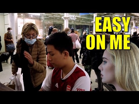 Interrupted When Playing Adele Easy On Me at Train Station Piano | Cole Lam 14 Years Old