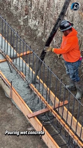 Pumping Concrete into Foundation Footing 🏗️ #ConcretePour #FoundationWork #Construction