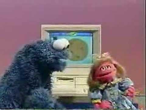 Sesame Street - Prarie Dawn draws a Cookie on the computer