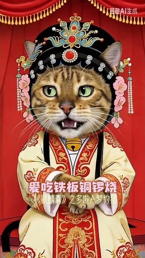 A cat singing Peking Opera (traditional Chinese opera)#cat
