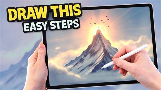 【Procreate】用系统笔刷轻松绘制：雪山日出风景教程 from James Julier Art Tutorials