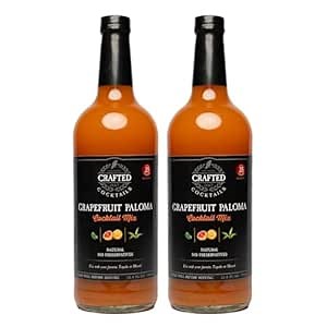 Crafted Cocktails Grapefruit Paloma Mix | 2 Pack | Only 70 Calories Per Serving | Pink Grapefruit, Lime Juice, & Agave for a Refreshing, Authentic Taste | Makes 8 Cocktails per Bottle | 32 Fl Oz. Per Bottle