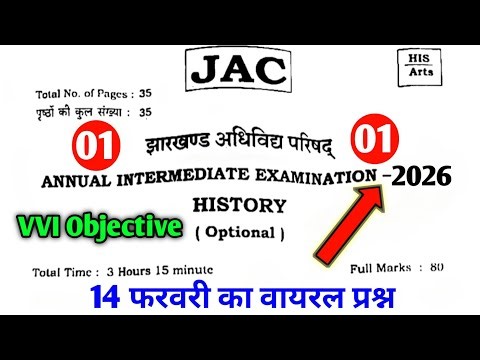 Jac Board Class 12 History Vvi Objective Question 2026 || History Class 12 MCQ