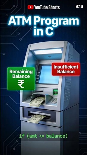 ATM Program in C Language #shorts #coding #codingbat #programminglanguage #correctcoding #cproject