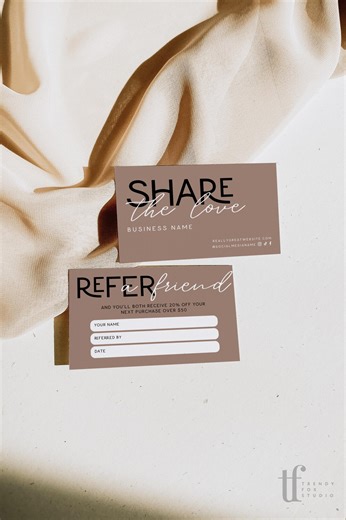Chic Refer A Friend Business Card Canva Template, Printable Client Referral Coupon Card - Lyra - Etsy