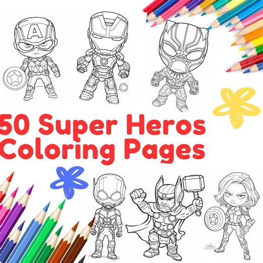 50 Avengers Coloring Pages for Kids (printable Letter/a4) - Etsy