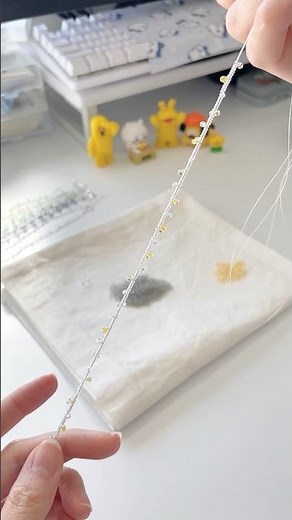 新色のビーズネックレスを作る🪡🍋🌼 #ハンドメイドアクセサリー #ビーズ #新作