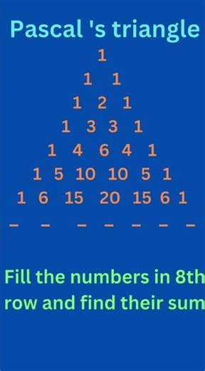 Pascal’s Triangle Puzzle 🔺 | Can You Find the Sum of the 6th Row?#maths #ytshorts