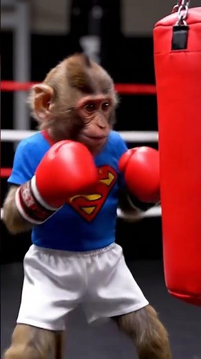 Baby Monkey training boxing