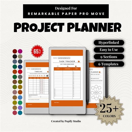 Project Planner for Remarkable Paper Pro Move: Project Management With Kanban Board Timeline, Task Tracker,timeline, Notes - Etsy