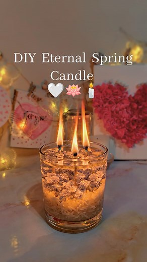DIY Eternal Spring Candle 🕯️🪷🤍#craft #creative #reels #candle #diy #handmade #decor #decoration #spring #springdiy #springcandle #satisfaying #candleidea #inspiration #candlemaking #magical #easyDIY #DIY #forevercandle #candlehack #love #oilcandle #viral | Art is life