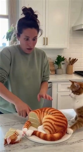 Cat Attacks Cake Thinking It’s a Real Cat 😳🐱 (Viral CCTV Footage)