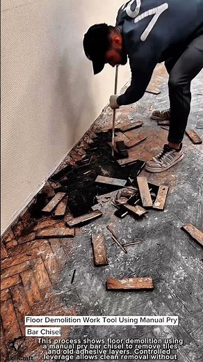 Floor Demolition Work Tool Using Manual Pry Bar Chisel #worktool