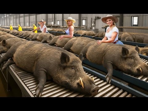 How Millions of Wild Boars Are Trapped & Processed – Massive Wild Boar Farming For Meat