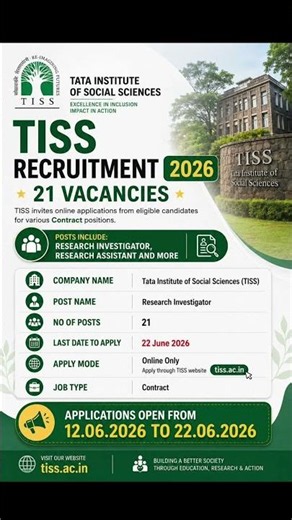 Tata Institute of Social Sciences (TISS) #recruitment #jobalert