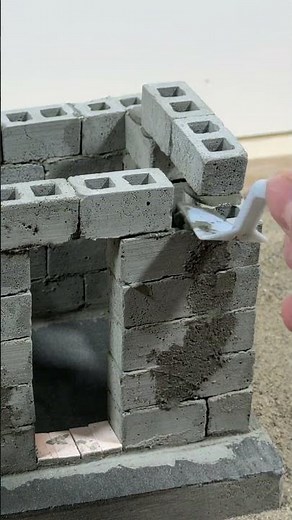 Mini Brick Laying 🧱 Lintel Installation #miniatureconstruction