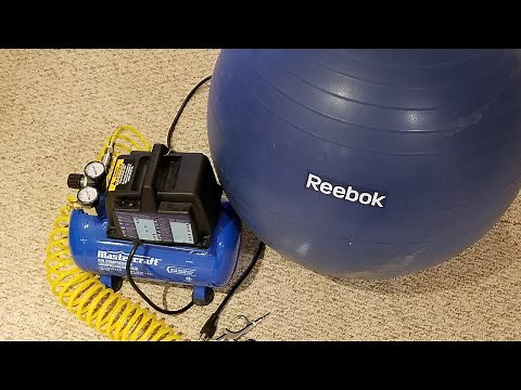 inflating Reebok Exercise Ball with Mastercraft Air Compressor