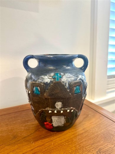 Vintage Hand-painted Folk Art Vessel/vase (face Jug?), Primitive Folk Art Decor - Etsy