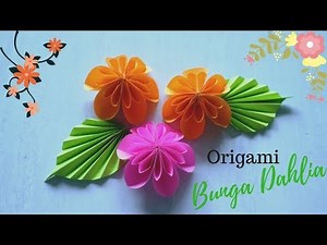 Cara membuat origami bunga dahlia | dahlia flower paper