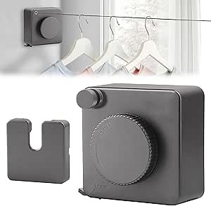 Retractable Clothesline Indoor, Non-Sagging Outdoor Retractable Clothesline, Heavy-Duty Clothes Drying Laundry Line, Wall Mounted Stainless Steel Clothing Line 15.7FT