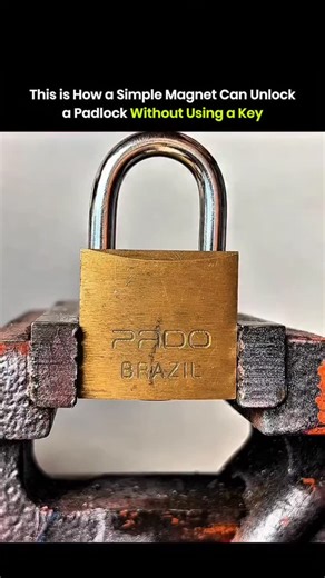 Matrix on Instagram: "A strong magnet defeats some padlocks in seconds. Some low complexity locks use spring loaded internal pins made from ferromagnetic metals. When you place a powerful magnet on the lock, the magnetic force pulls those pins upward. This copies the action of the correct key. The lock does not rely on mechanical rotation in this case. The magnetic force bypasses the internal mechanism and releases the shackle without cutting, picking, or damage. Modern security design moved tow