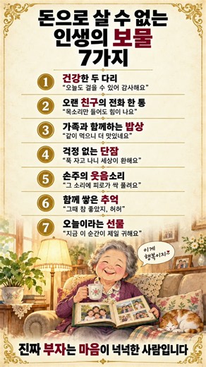 돈으로도 못 사는 인생 보물 7가지, 다 가지셨나요?