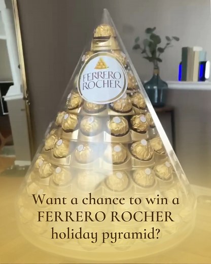 We're lighting up the holidays by giving away the gift of irresistible chocolate! Enter for a chance to win one of 50 FERRERO ROCHER 96-piece milk chocolate pyramids and bring together the people you love this holiday. Enter here: https://bit.ly/ferrerorochercontest, and don't forget to share! ✨ NO PURCHASE NECESSARY. Contest closes December 23, 2023. | Ferrero Rocher
