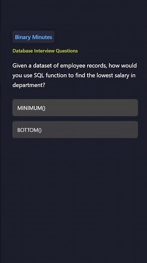 Database | Find Lowest Value | SQL Aggregate Functions