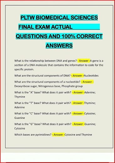 Pltw Biomedical Sciences Final Exam Actual Questions And 100 video