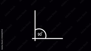 90 degree angle. Icon of 90 degree. Acute angle. Acute angle. Symbol for measure and math icon animation.90 degree right angle measurement animation, alpha channel, 4k video.