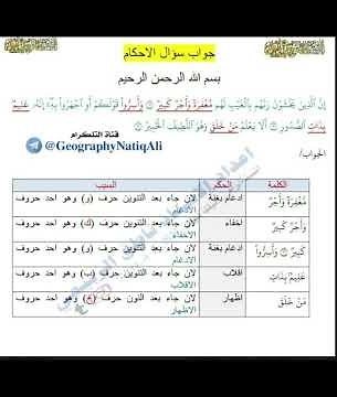 أسئلة وأجوبة الامتحان الوزاري ٢٠٢٦ الدور الأول التربية الإسلامية للصف السادس الاعدادي العلمي والادبي