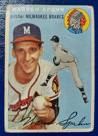1954 Topps Baseball Milwaukee Braves Warren Spahn #20, BRAVES (HOF) - Etsy