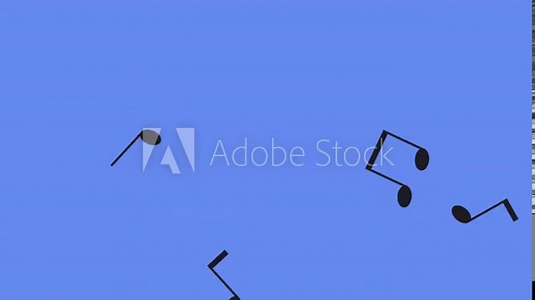 Jumping musical notes. Loopable 2d animation video. Motion graphics with alpha channel.